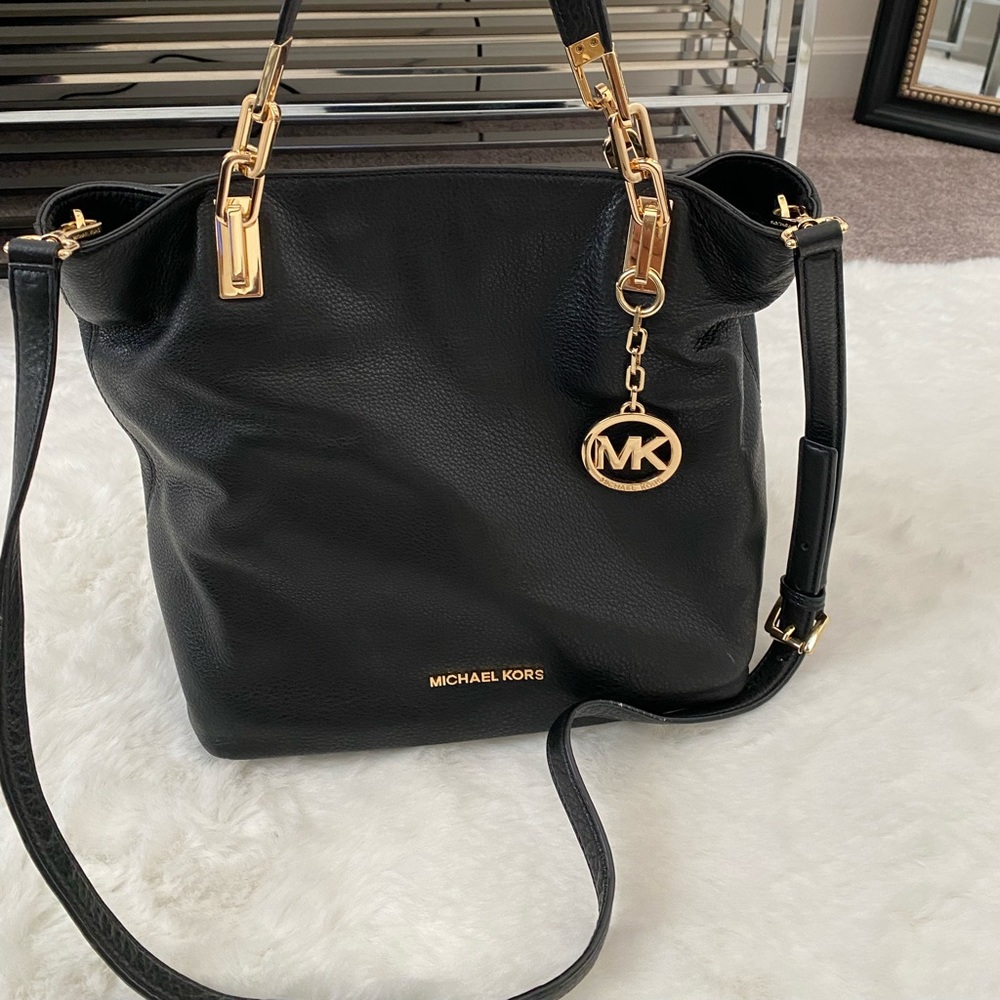 Michael Kors, Black, Leather, Gold Hardware, Like New and very nice